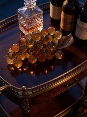 GOLDEN ORBS! 17" Amber Lucite Grape CLUSTER Vintage MCM Large